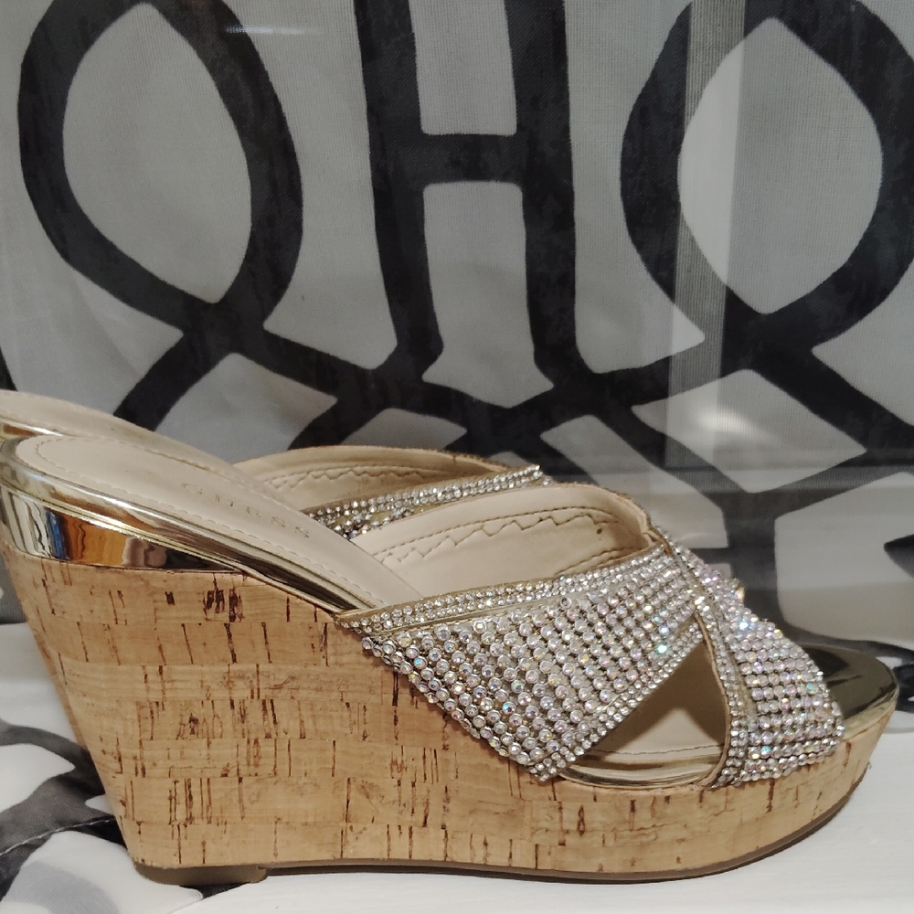 Guess Gold and Silver Embellished Wedges